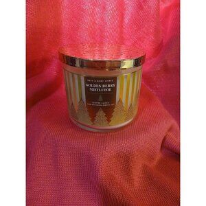 Bath & Body Works 3 Wick Candle 14.5 oz Golden Berry Mistletoe Xmas Holiday NEW